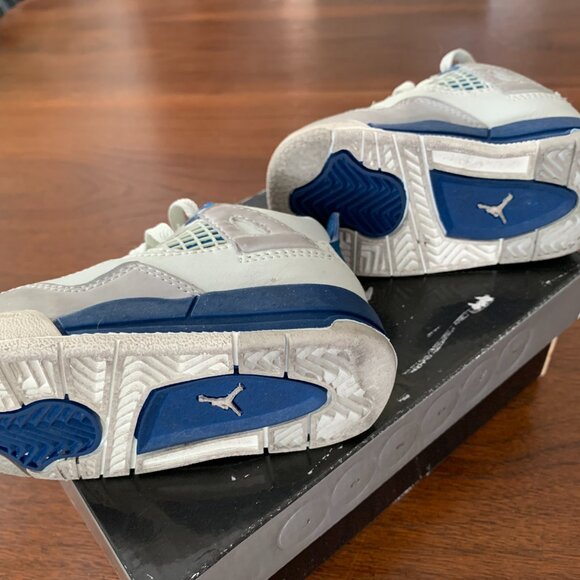 Vintage Boys Jordan 4 Retro Toddler Size 4C in Military Blue N Grey - Picture 3 of 15